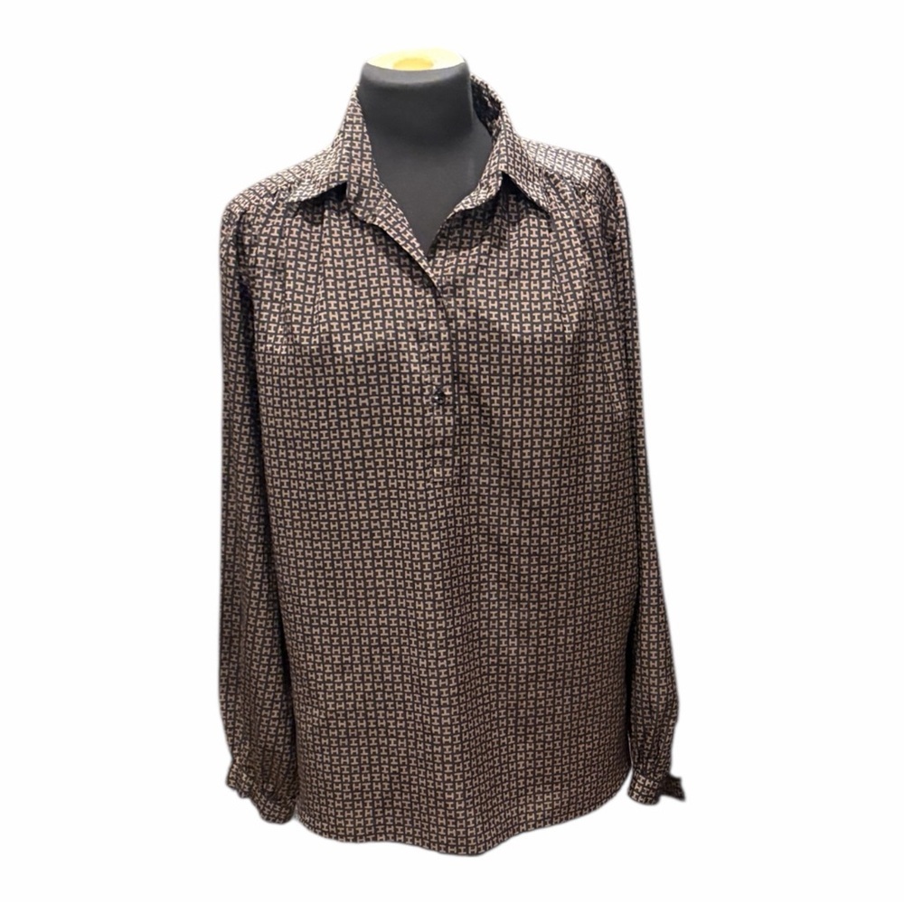 Vintage Halston Logo Blouse – Made in Korea ✨